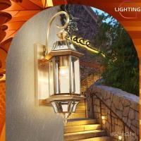 ราคา โคมไฟติดผนังกลางแจ้งกันน้ำยุโรปทองแดงทั้งหมดผนังระเบียงโคมไฟติดผนังวิลล่าไฟสวนทางเดินไฟสวนกลางแจ้ง GVTD (18381363856)
