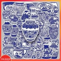 ราคา ส่งจากไทย 50ชิ้น สติกเกอร์ แจกันเครื่องปั้นดินเผา ลายคราม เซรามิก Blue and white pottery Sticker (44215445109)