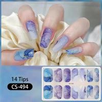ราคา 14tips Nail Art Full-Cover สติกเกอร์เล็บแถบหินอ่อน Cracking Ink Aura Design (26436430938)