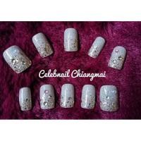 ราคา เล็บปลอมสีเจลแท้100% ออมเบย์ ไล่สีนู๊ดปลายทองติดเพชร (7236692095)