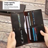 ราคา กระเป๋าสตางค์ หนังแท้ ใบยาว ทรงคลัทช์ ใส่บัตรเครดิตได้ สไตล์วินเทจ สําหรับผู้ชาย (24571232998)