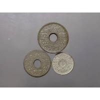 ราคา เหรียญครบชุด 3 เหรียญ(1-5-10สตางค์) สตางค์รู เนื้อดีบุก ปี2485 ลายบัวกนกแข้งสิงห์ (22382921592)