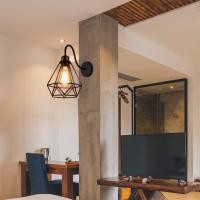 ราคา โคมไฟติดผนังอุตสาหกรรม E27 กรงลวดวินเทจสไตล์วินเทจโคมไฟติดผนังสีดำโคมไฟติดผนังเชิงเทียนสำหรับหัวเตียงห้องนอนคาเฟ่ Shop (12790330548)