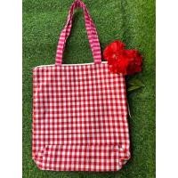 ราคา กระเป๋าผ้าขาวม้าวินเทจ ทรง Tote Bag ขนาด 14" x 16" ลายตารางหมากรุก ทนทาน มีซิป สำหรับสะพายไปทำงาน หรือช้อปปิ้ง (26593159871)