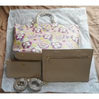 ราคา (แจกโค้ดลดทั้งร้าน) กระเป๋า Pimmy แท้ ทรงช้อปปิ้ง เซต 1 แถม 2 เซตแม่ลูก แบบคล้องแขน สะพายข้างได้ ลายดอกพื้นสีกากี (1512749049)