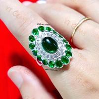 ราคา แหวนมรกต ล้อมเพชร แหวนเงินแท้ พลอยมรกต (CZ) YTG-11602 (15971071077)