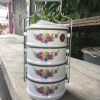 ราคา ปิ่นโตเคลือบลายดอก ลายผลไม้ ขนาด14cm 4ชั้น (5118362818)