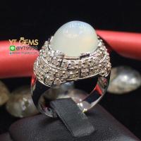 ราคา แหวนมุกดาหาร แหวนมูนสโตน แหวนเงินแท้92.5% ชุบทองคำขาว พลอยมุกดาหารแท้ มูนสโตนแท้ ตกแต่งเพชรSwiss YTG-7855 (4105765416)