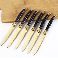 ราคา 9inch Laguiole Steak Knives Set Titanium Gold Plating Sharp Knives Food Grade Dinnerware Sets Black Golden Dinner Knife (26787445168)