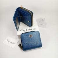 ราคา Guy Laroche กระเป๋าสตางค์ผู้หญิงใบสั้น ซิปรอบ+ประกบ สีน้ำเงินอมฟ้า หนังแท้ หนังลาย อะไหล๋สีทอง (28970079377)