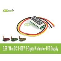 ราคา [พร้อมส่ง] 0.28 inch Mini DC 0-100V 3-Wire Voltage Gauge Volt Meter Voltmeter LED Panel Digital Display (7605822739)