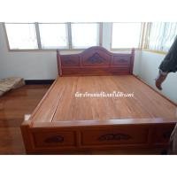 ราคา เตียงไม้สัก เตียงนอนไม้สัก เตียงเต้าแกะลาย ขนาด 5 ฟุต/6ฟุต (18496515372)