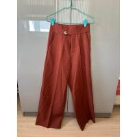 ราคา กางเกงสแลค สีน้ำตาลแดง ขาบาน 2กระดุม (25506816770)