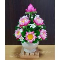 ราคา พานดอกบัวไหว้พระดินปั้น พานดอกบัว ดอกไม้ดินปั้น (26203685380)