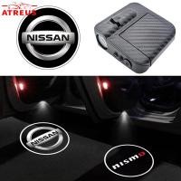 ราคา 1/2 ชิ้น Nissan คาร์บอนไฟเบอร์ โคมไฟติดประตูรถยนต์ LED HD ไร้สาย โคมไฟโปรเจคเตอร์ LED ติดรถยนต์ สำหรับ Nissan Kicks Note Almera Terra Navara nismo xtrail March Teana Leaf Juke Sylphy (24192780005)