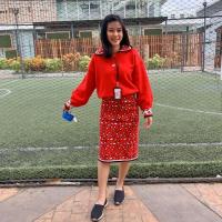 ราคา ชุดเซ็ทไหมพรม เสื้อกระโปรงแดงลายเสือ ❤️ (4012765376)