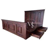 ราคา เตียงนอนไม้สักทองแก่แสไตล์ยุโรป พร้อมลิ้นชักข้าง (2305468330)