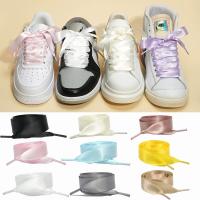ราคา เกาหลี Y2k กว้างซาตินผ้าไหมริบบิ้นเชือกผูกรองเท้าสีขาวสีดํารองเท้าผ้าใบกีฬารองเท้าลําลองรองเท้าผ้าใบ (25294289942)