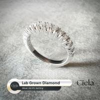 ราคา แหวนเพชรแท้ Lab Grown น้ำ 100, VVS, 0.03 Ct x 15 เม็ด (รวม 0.45 Ct) ตัวเรือนเงิน 92.5% (28517036700)