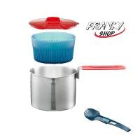 ราคา [พร้อมส่ง] ชุดเครื่องครัวสเตนเลสสตีลสำหรับ 1 คนเพื่อการเทรคกิ้ง Trekking Cookset Trek (11985399400)