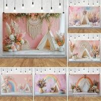 ราคา Boho ดอกไม้การถ่ายภาพพื้นหลัง Arched Rainbow แจกันเต็นท์ตกแต่ง Baby Shower เด็กภาพในร่มถ่ายภาพฉากหลัง (51300907135)