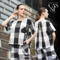 ราคา PAHKAHMAH เสื้อผ้าขาวม้า เสื้อผ้าขาวม้าสีขาวดำ เสื้อสีดำ เสื้อสีสุภาพ รุ่น Cassie (26251443684)