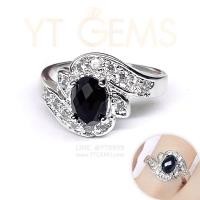 ราคา แหวนนิล ล้อมเพชร แหวนเงินแท้ พลอยนิลแท้ YTG-11735 (22107902183)