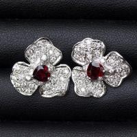 ราคา ต่างหูพลอยโกเมนจันทบุรี (Garnet) ล้อมด้วยเพชรCZ เกรดสวยพิเศษจากรัสเซียเรือนเงินแท้92.5%ชุบทองคำขาว พลอยสีแดงอมน้ำตาล (19340108079)