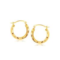 ราคา Nathalias NY ต่างหูห่วงกลม ทองคำแท้ 14K ดีไซน์ขัดลายพิเศษ Textured Polished Round Hoop 67059 (24824051305)