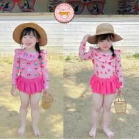 ราคา ชุดว่ายน้ํา บิกินี่ 2 ชิ้น เสื้อแขนยาวคอปกระบายและกระโปรงน่ารักสาวน้อยใส่เที่ยวทะเลหรือว่ายน้ํา (26329617763)