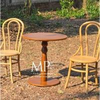 ราคา โต๊ะกลม โต๊ะกลาง โต๊ะคาเฟ่ ขากลึง ไม้สักแท้100% (26780281004)