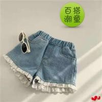 ราคา Baby KIDS Fashion กางเกงยีนส์เด็กผู้หญิง-กางเกงขาสั้นลูกไม้กระเป๋าจริง130 ✨kuike104.th✨ (44375625005)