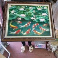 ราคา ปลาคาร์ฟ 9 ตัว ดอกบัว (กรอบรูปราคาถูก 2ชั้น พร้อมใส่กระจก) แขวนผนัง เสริมฮวงจุ้ย ของขวัญ ของที่ระลึก ภาพมงคล (5359108628)