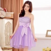 ราคา ★พร้อมส่ง★ ชุดราตรีสั้น สาวอวบ สีม่วงลาเวนเดอร์ (2XL อก 40-43) 3116 (24877157745)