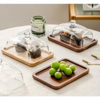 ราคา ถาดเค้กไม้พร้อมฝาแก้วหรูหรา – ถาดใส่ขนมแก้วสําหรับตกแต่งห้องครัว (24597571142)