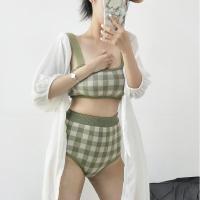 ราคา ทูพีชงานไหมพรมลายสกอตสีเขียว มีซับใน+ฟองน้ำ (3983433900)