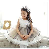 ราคา Gd30571 พร้อมส่งชุดเดรสออกงานเด็กสีเทา ช่วงตัวเสื้อสีขาวตกแต่งคาดประดับเอวสวย (4409520733)