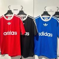 ราคา Adidas Retro Jersey เสื้อยืดกีฬาลายลําลองหลวมสไตล์ Unisex (56152097972)