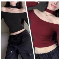 ราคา เสื้อครอปสำหรับผู้หญิง เปิดไหล่ เอวลอย มีสายคล้องคอ แฟชั่นสาวเกาหลี Sexy เข้ากับทุกลุค (25162772615)