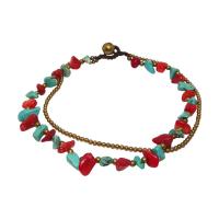 ราคา สร้อยข้อเท้า งานแฮนด์เมด ถักเชือกเทียน ลาย2สาย ร้อยลูกปัดหิน กระดิ่งทองเหลือง เครื่องประดับ โบฮีเมียน ยิปซี 46 (5527791091)