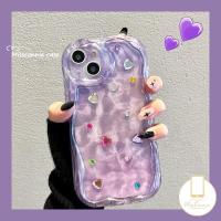 ราคา 3d Wavy Curved Edge Art Water Ripple สําหรับ iPhone 16 11 XR 13 14 12 Pro Max 7Plus X 8 7 6s 6 Plus XS Max SE Simple Gradient สีม่วงสีชมพูกรณีเพชรสติกเกอร์ (23973944311)