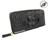 ราคา กระเป๋าสตางค์กระเป๋าเงินหนังจระเข้ผู้หญิงซิปเดี่ยวสีดำ หนังโหนกจระเข้แท้ สวยทุกมุมมอง ปุ่มสวย ทนทานเป็นเลิศ หนังแท้ 100% (3472830230)