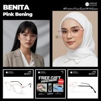ราคา BENITA สีชมพูใสลบป้องกันรังสี Anti-Blueray Photochromic แว่นตากรอบพลาสติกทรงกลมผู้หญิง (51600875171)