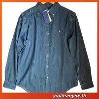 ราคา พร้อมส่ง☀️ลดเหลือ2280฿ กดเก็บโค้ดตามรูปในรายละเอียดสินค้า☀️ Ralph Lauren Cotton chambray shirt dark blue(ของแท้) (55650721158)