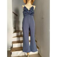 ราคา จั๊มสูทสีฟ้า แต่งพู่ขนฟู ทรงขาท้า A8 (47651986807)