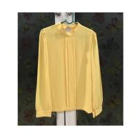 ราคา เสื้อคอปีนแขนยาว ผ้าชีฟอง สีเหลือง ติดกระดุมที่คอ (6542883629)
