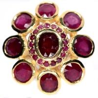 ราคา แหวนพลอยแท้ ทับทิม สีแดง 8 x 10 mm. และ ทับทิม (เผาเก่า) เงินแท้ 925 ชุบทอง18k ไซร์แหวน 8.25 (23065108526)
