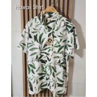 ราคา #มาใหม่ เสื้อสงกรานต์ เสื้อฮาวาย ลายใบไม้ สีขาวเขียว (24821831565)