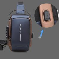 ราคา กระเป๋าสะพายพาดลำตัวผู้ชายหนัง PU แบรนด์เนมใหม่กระเป๋าคาดหน้าอกกระเป๋าสะพายไหล่กันขโมยคลาสสิกอเนกประสงค์สำหรับผู้ชาย (28322904514)