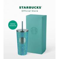 ราคา Starbucks Stainless Steel Bling Blue Rhinestone Cold Cup 16oz. (26064019576)